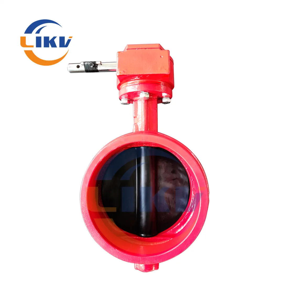 Worm Gear Operated Fire Fighting Grooved End Signal Butterfly Valve with Rubber Lined Disc