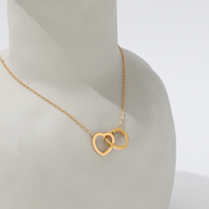 Joolim مجوهرات حامل زجاجات نبيذ ثنائي من الفولاذ المقاوم للصدأ القلب المتشابكة قلادة قلادة الفولاذ المقاوم للصدأ مجوهرات الأزياء - Product Image 2