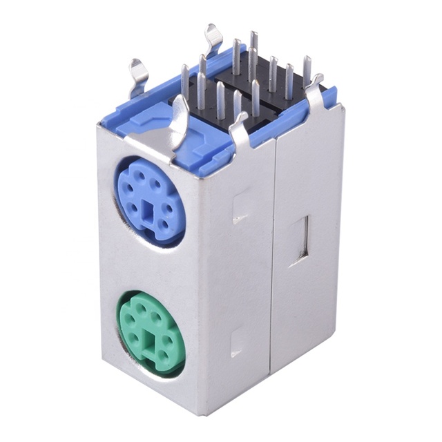 CHUANGQIN CQ-PS2-2 Audio Keyboard Socket MINI DIN PS2 Dual Row 6-Pin Purple Green Mouse Socket Connector