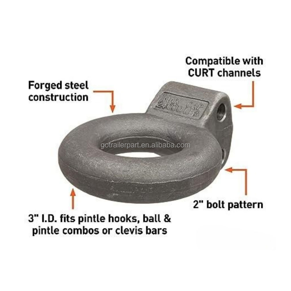 CURT 48640 Raw Steel Adjustable Pintle Hitch Lunette Ring 3-In ID, 12,000 Lbs, 11-3 - Foto 5