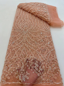 Ni. Ai thời trang Pháp Net ren Sequins ren vải sang trọng đính cườm Bridal vải ren vải cho đám cưới mới nhất thiết kế - Product Image 6