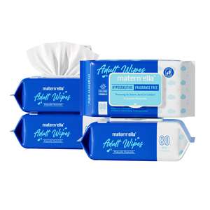 Lingettes pour adultes Matern'ella, 80 unités, sans alcool, lingettes de soin pour la peau, pour les personnes âgées, usage médical - Product Image 1