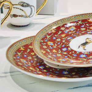 Hot Sale Nordic Luxury Small Floral Horse Rein Pattern Ceramic Coffee <b>Cup</b> <b>Saucer</b> Set - Product Image 3