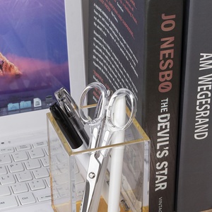 HUISEN Bureau <span class=keywords><strong>design</strong></span> moderne en plexiglas avec fond doré Porte-<span class=keywords><strong>crayon</strong></span> en acrylique - Product Image 4