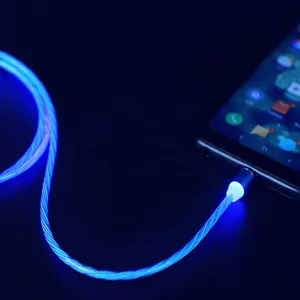 Color Luminous Lamp Data 1 Cable With 3 Head 3 In 1 Magnetic Data Cable Android Magnetic Led Light Charger