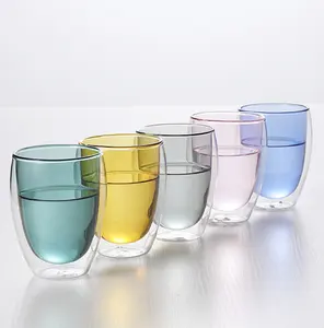 茶壶郁金香绝缘眼镜，用于茶、咖啡和其他饮料-双壁硼硅酸盐玻璃保持饮料的热/冷