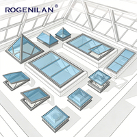 Fenêtre de toit en verre trempé résistant aux chocs Rogenilan pour l'extérieur, fenêtre en aluminium à double vitrage pour sous-sol de villa