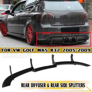 ลิ้นดิฟฟิวเซอร์หลังรถยนต์สีดำ R32 และสปลิตเตอร์ข้างหลังสำหรับรถยนต์ VW Golf MK5 R32 ปี 2005-2009 ทำจากวัสดุ ABS สำหรับกันชนหลังรถยนต์ - Product Image 1