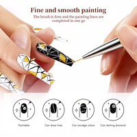 Ensemble de 5 pinceaux d'art d'ongle à double extrémité-Outils de pointillage et de doublure avec applicateur de paillettes pour fournitures de bijoux d'ongles