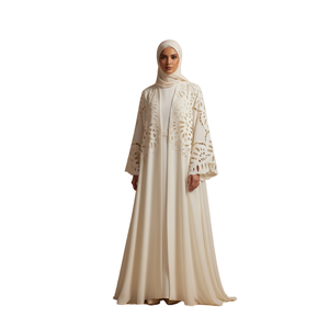 Abaya de Poliéster Bordada con Abertura Frontal para Eid 2026, Nueva Colección Elegante, Venta al por Mayor, Lujo de Dubái, Personalizada para Mujeres Musulmanas - Product Image 1