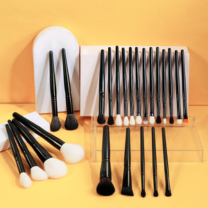 24Pcs Natural Goat Hair Makeup Brush Set Black Wood Handle Fan Brush Premium Face Eye Essential Brush Kit - Product Image 5