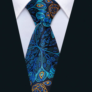 <span class=keywords><strong>Cravate</strong></span> en <span class=keywords><strong>soie</strong></span> jacquard tissée exquise <span class=keywords><strong>bleu</strong></span> <span class=keywords><strong>marine</strong></span> pour homme, ensemble de cravates florales avec logo personnalisé pour affaires, mariage et fête - Product Image 1