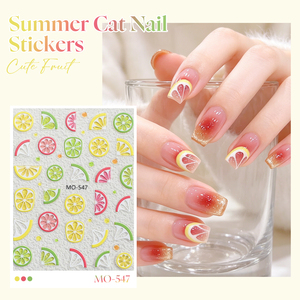 Set <span class=keywords><strong>de</strong></span> Adhesivos para <span class=keywords><strong>Uñas</strong></span> con Diseño <span class=keywords><strong>de</strong></span> Gatitos Veraniegos, Lindas Calcomanías <span class=keywords><strong>de</strong></span> Frutas <span class=keywords><strong>de</strong></span> Dibujos Animados con Manzana Verde, Limón, Cereza y Lazos para Decoración <span class=keywords><strong>de</strong></span> Manicura DIY - Product Image 3