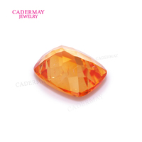 Saphir synthétique Cadermay taille coussin longue, couleur Fanta Orange, avec inclusions, pour la fabrication de bagues, bracelets et colliers