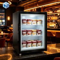 Congélateur à glace de comptoir en gros -18°C ℃ Jusqu'à -25 ℃   Petit congélateur vitrine pour crème glacée avec porte en verre, comptoir de travail pour gelato