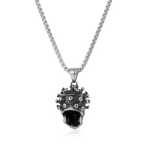 Collar de acero inoxidable con colgante de calavera y virus de Yunnique, cadena de 60 cm, diseño geométrico de esqueleto, joyería de moda - Product Image 3