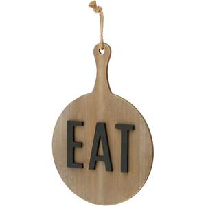 Panneau mural rond en bois Parisloft « Eat » 12,75 po, décoration de cuisine style ferme, design texte marron et noir - Product Image 6