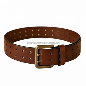 Ceinture décontractée pour homme en cuir de vachette pleine fleur, sur mesure, 2 pouces de large, avec boucle à double ardillon réglable et robuste. - Product Image 4