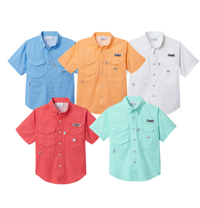 Vente en gros Chemises de pêche à manches courtes pour petits garçons <span class=keywords><strong>Chemise</strong></span> respirante polyvalente avec protection solaire pour l'extérieur - Product Image 1