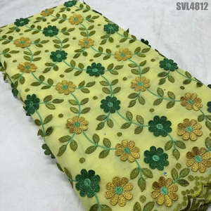 Tissu en dentelle soluble dans l'eau, broderie 3D florale en voile de coton écologique haut de gamme pour robe femme - Product Image 2