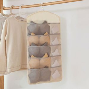 Organisateur de soutien-gorge suspendu pour placard, 15 compartiments, en tissu Oxford, double face, avec poches en maille, pliable, multifonctionnel, pour rangement mural ou de garde-robe - Product Image 3