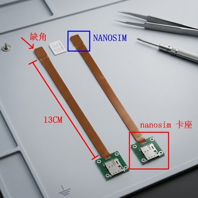 Custom or Stocks 15cm 20cm Nano to Standard MINI SIM Card Extender Fpc Cable Flex PCB with Push-push Slot