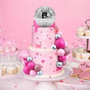 Offre Spéciale 32 pièces en plastique 8cm décorations de gâteau boule Disco pour l'obtention du diplôme mariage anniversaire et fournitures de fête - Product Image 5