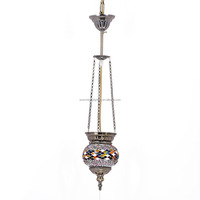 Turc marocain Boho mosaïque suspendu plafonnier lumière pendentif multicolore verre Globe pour chambre décor à la maison salon