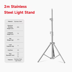 Trépied de studio en acier inoxydable épaissi de 2 m pour éclairage photographique, support de lumière pour tube de 25/22/19 mm, pour éclairage vidéo COB et boîte à lumière - Product Image 2