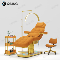 Table de massage électrique moderne pour salon de beauté, lit de luxe avec base dorée réglable, lit de spa médical et cosmétique