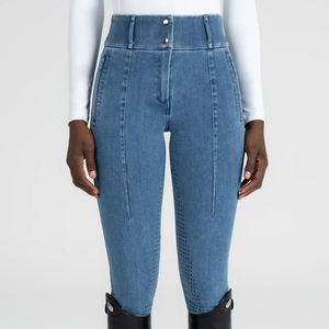 KY1037 <span class=keywords><strong>Pantalon</strong></span> équestre en denim pour <span class=keywords><strong>femme</strong></span> <span class=keywords><strong>Jeans</strong></span> en silicone respirant élastique Jodhpurs Collants d'équitation <span class=keywords><strong>Jeans</strong></span> Culottes - Product Image 3