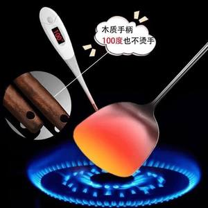 Cuchara de acero inoxidable con mango de madera SUS 304 para cocinar y servir en la cocina - Product Image 2