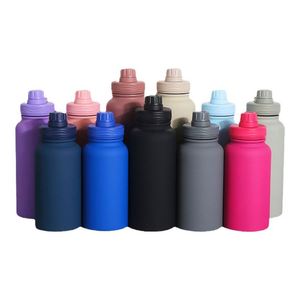 Bouteille d'eau en acier inoxydable orange fiole à vide personnalisée à double paroi bouteille d'eau de sport isolée avec poignée - Product Image 2
