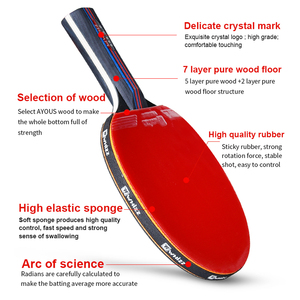 Set di racchette da ping pong a basso costo adatto per principianti 5 strati di legno rosso nero doppio lato <span class=keywords><strong>racchetta</strong></span> da <span class=keywords><strong>tennis</strong></span> - Product Image 4