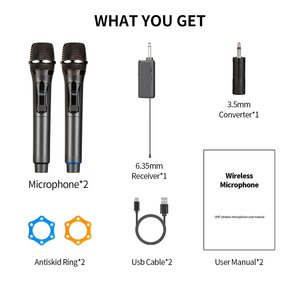 Wireless Dynamic Handheld Metal <b>Microphone</b> Set 2.4G Noise Cancelling Receiver Type-C Cable Colorful Stand Adapters for Singing - Product Image 3