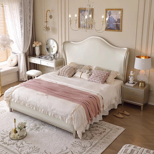 Cama Reclinable <span class=keywords><strong>de</strong></span> Lujo Europeo <span class=keywords><strong>de</strong></span> Madera Maciza y Cuero con Caja <span class=keywords><strong>de</strong></span> Almacenamiento Alta, Cama Doble Grande Estilo Princesa para Dormitorio Principal - Product Image 5