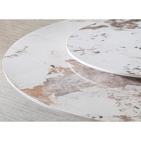Table à manger ronde moderne en pierre frittée avec plateau tournant Lazy Susan et base métallique pour la maison, la villa ou la salle à manger