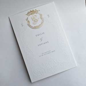 Tùy chỉnh cao cấp Quà Tặng bưu thiếp cao cấp cảm giác letterpress in ấn lời mời đám cưới dập nổi kết cấu bông thẻ giấy - Product Image 1