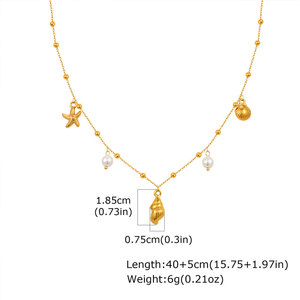 Collares de Moda Hawaiana de Verano, Joyería de Acero Inoxidable 316L, Collar de Conchas Marinas Chapado en Oro de 14k y 18k para Mujer - Product Image 5