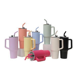 2025 última moda viaje vaso de acero inoxidable aislado al vacío gran capacidad doble bebida Color sólido luz pajita de lujo - Product Image 3