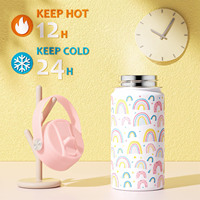 Hot Seller 12oz Double Paroi Fiole Isolée En Acier Inoxydable Bouteille D'eau avec Paille Topper pour Enfants pour Bureau