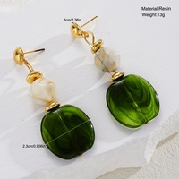 Boucles d'oreilles pendantes effet écaille de tortue pour femme, style vintage bohème, perles en résine, longues, pour la plage, les vacances et les soirées