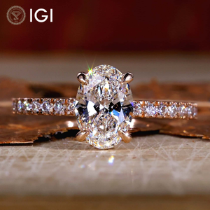 Anillo de Compromiso y Boda Personalizable de Oro de 14K con Diamante VVS de Laboratorio Certificado IGI Corte Ovalado para Mujeres de Lujo - Product Image 1