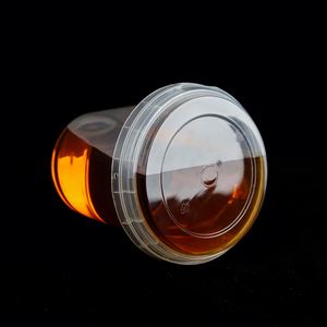 Seau à fruits jetable personnalisé avec logo, 32 oz, en plastique PP, pour jus de boba, thé aux fruits, avec couvercles et poignée - Product Image 3