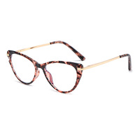 Monture de lunettes anti-lumière bleue œil-de-chat en métal TR90 5065 avec verres AC, style papillon, bordure taillée diamant, unisexe