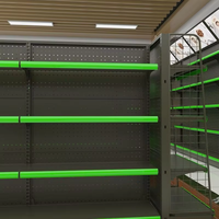 Étagère Gondole Métallique Double Face à Bas Prix pour Supermarché, Présentoir de Magasin d'Épicerie, Rangement Robuste à Charge Lourde