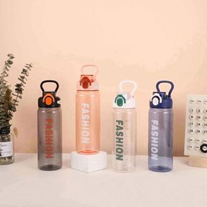 Fashion One Button Reusable Waterproof Food Safe BPA Free Plastic Outdoor Use Unisex Modern Design Push Button Cap with Straw - Product Image 2