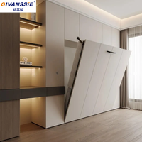 Lit Murphy moderne avec armoire 2 en 1, ensemble de meubles de chambre à coucher, design en bois, gain de place