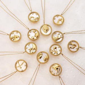 Collier d'<span class=keywords><strong>horoscope</strong></span> en acier inoxydable plaqué or, incrusté de Zircon, 12 colliers du zodiaque pour cadeau d'anniversaire - Product Image 5