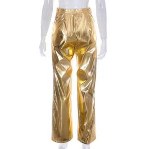 Candy Jelly Color mujeres Shinny Pu cuero pantalones sueltos de cintura alta mujeres moda recta Casual Streetwear Pantalones - Product Image 6